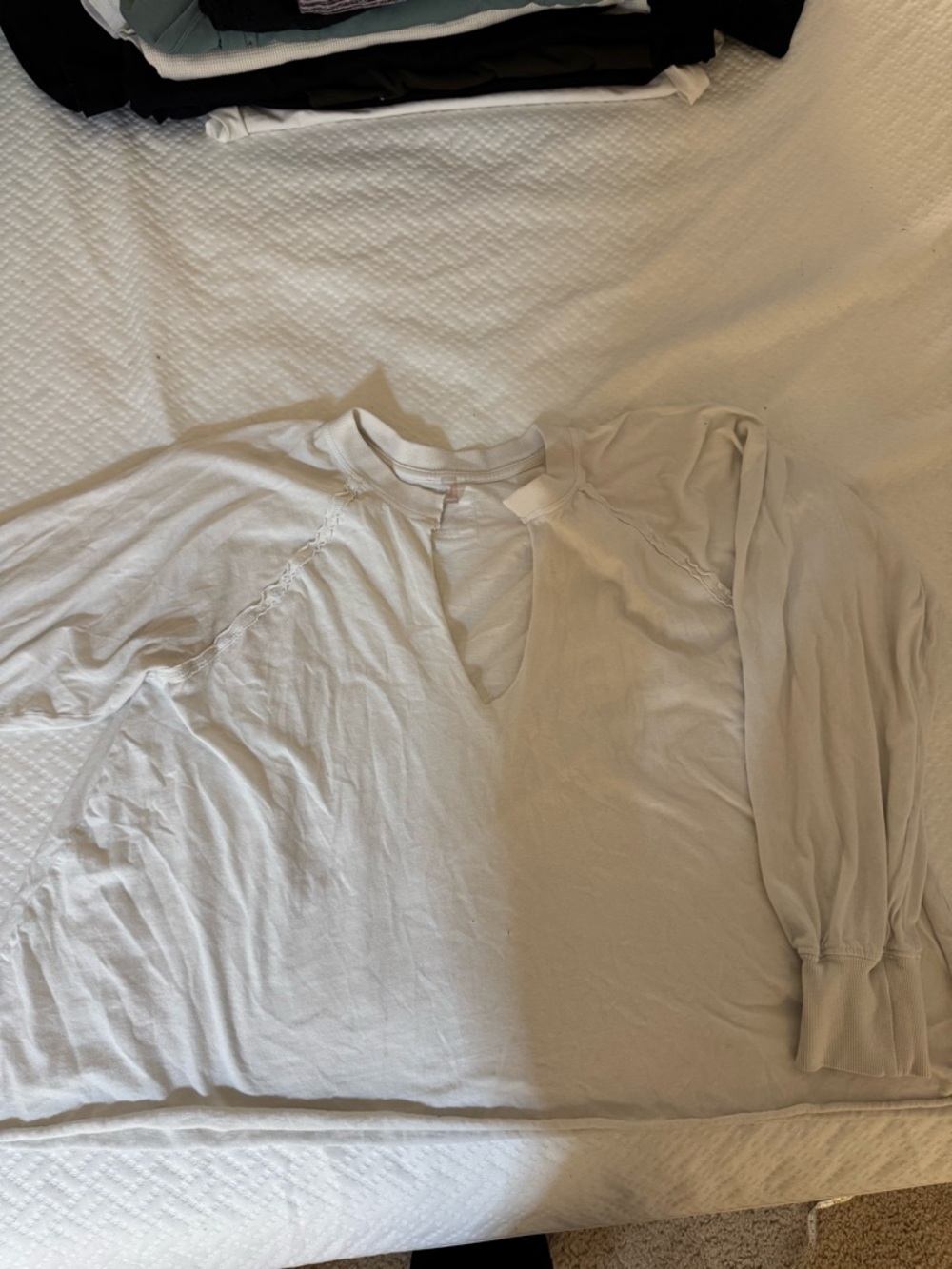 FP Movement by Free People Cream Long Sleeve Keyhole Tee